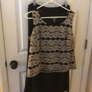 2pc Black/Gold Sparkly top with matching skirt.